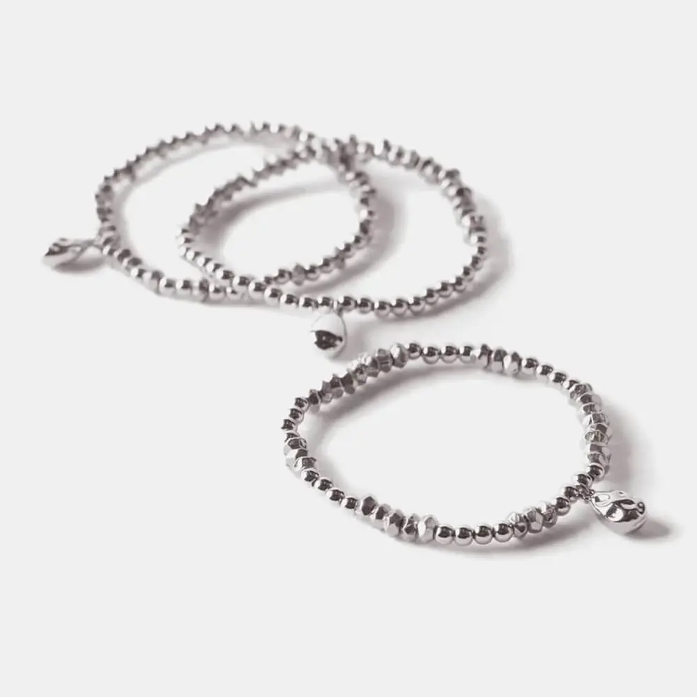 Mint Velvet Silver Tone Friendship Bracelet Set